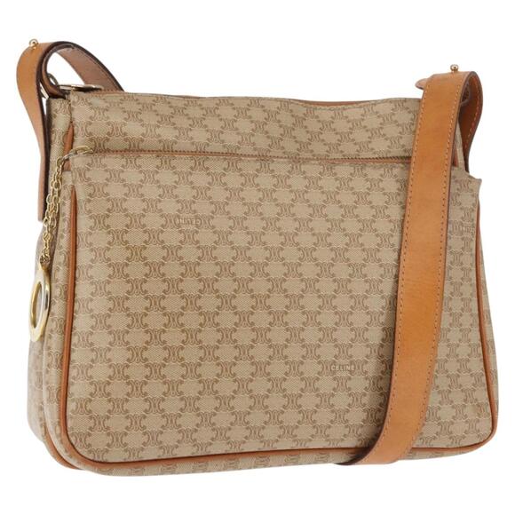 CELINE Macadam Canvas Shoulder Bag Pvc Beige Gold - Picture 1 of 13